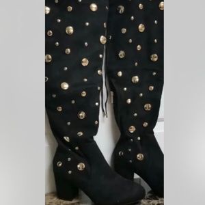 NEW 2Lips TOO SUEDE STUDDED KNEE HiGH BOOTS 9.5